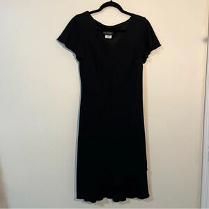Vintage S.L. Fashions Diagonally Layered Little Black Dress Size 8 Ruffles 90s